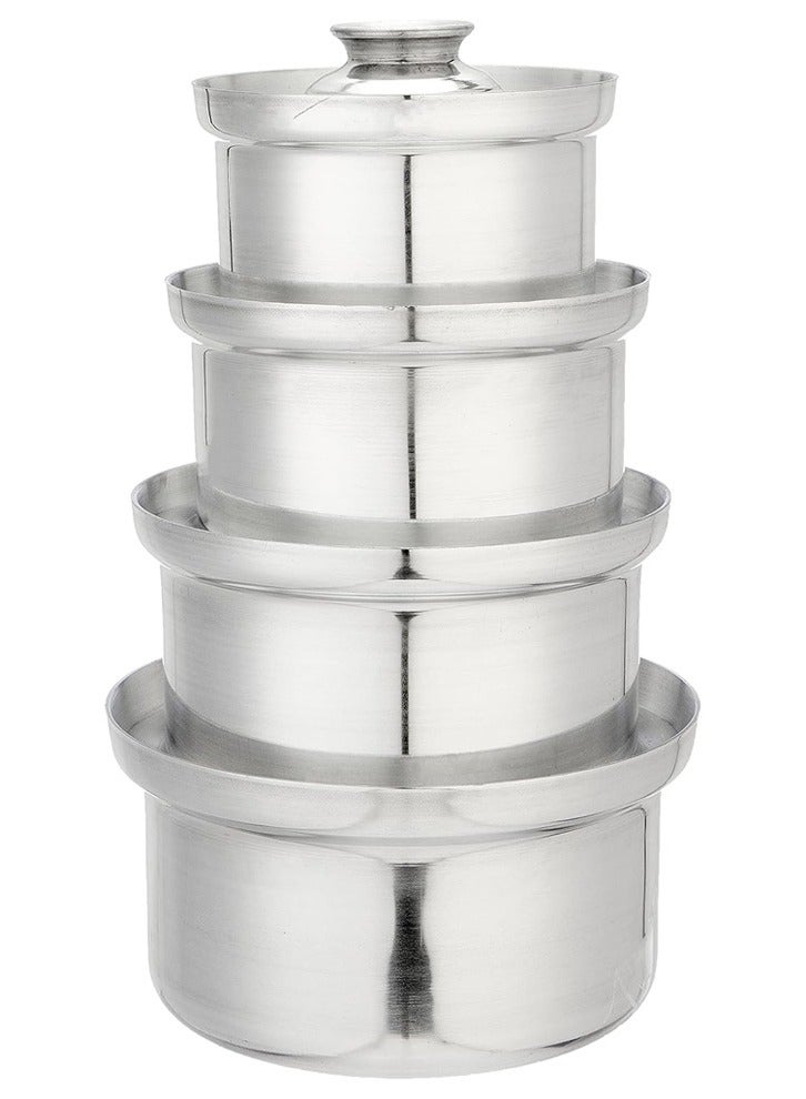 الأمل طقم الامونيوم  4 قطع  قدور فضي - Image 1